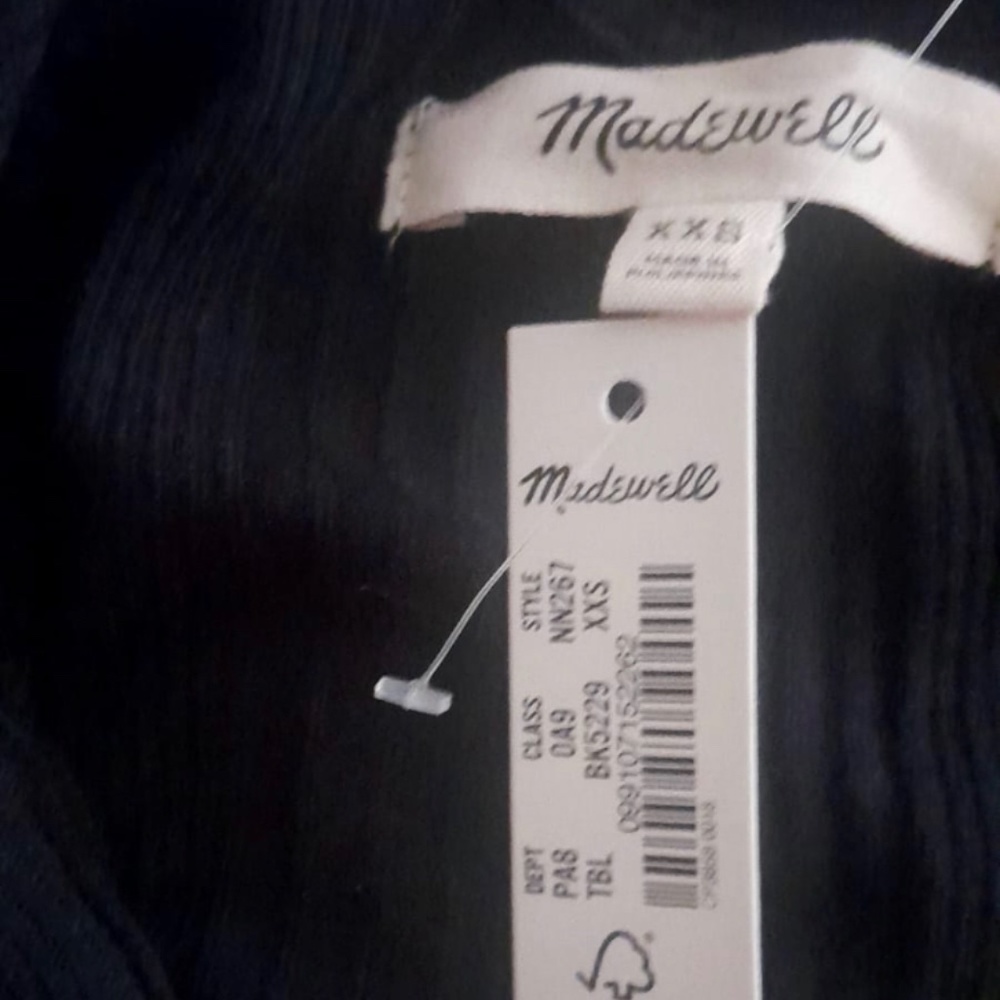 New Madewell Black Ribbed Cropped Top Small layering long sleeves sz XXS - Picture 3 of 3